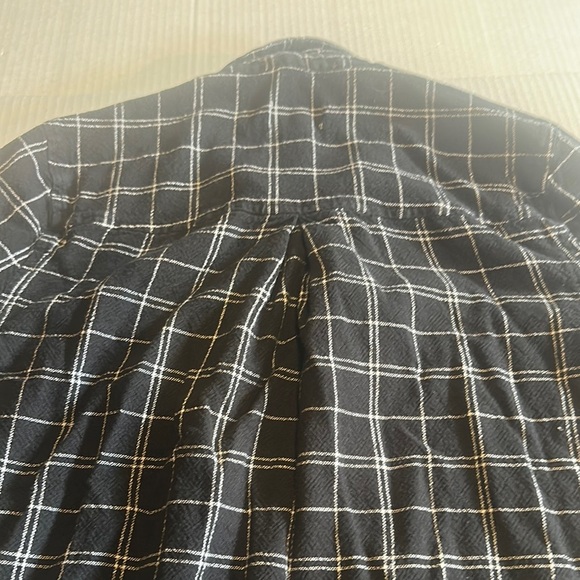 Old Navy Black and White Plaid Long Shirt dress w 3/4 length sleeves open sides - Picture 8 of 12